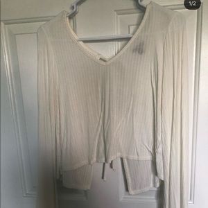 Crop top tie back open back long sleeve